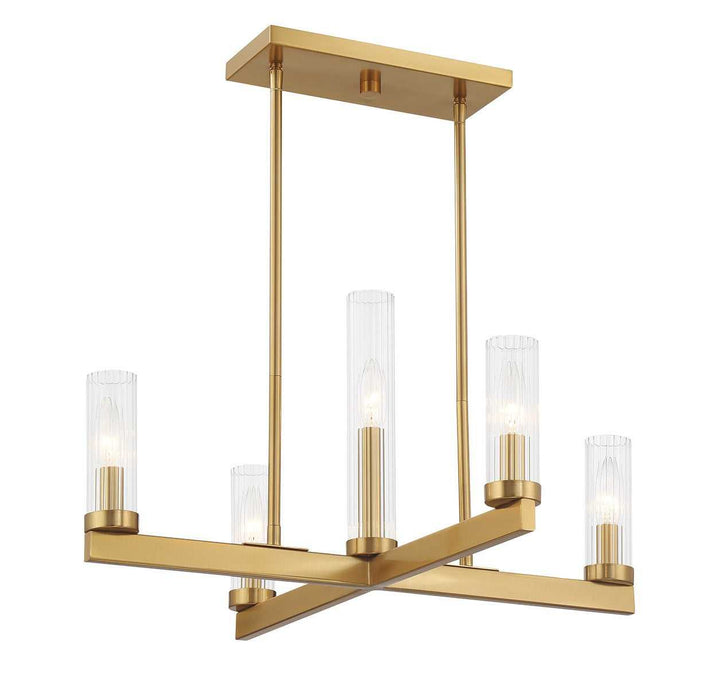 Carina Five Light Chandelier in Warm Brass Savoy House