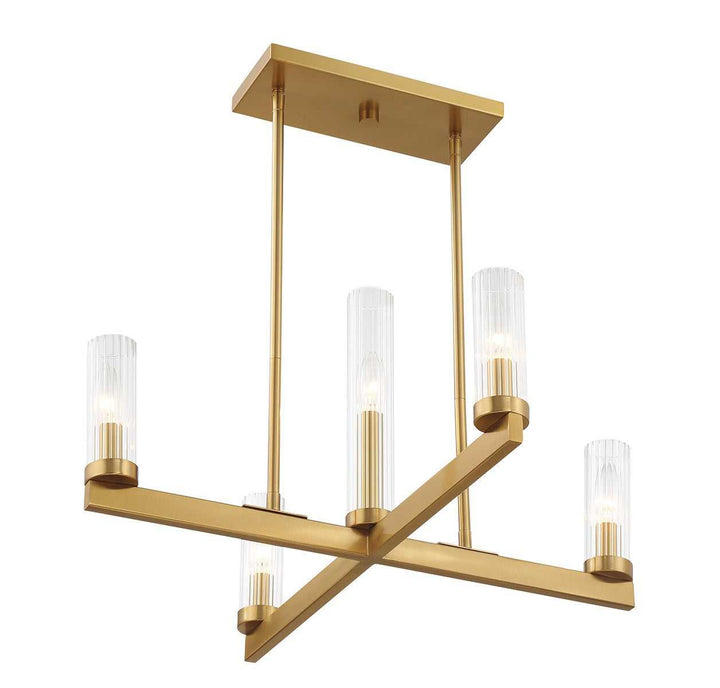 Carina Five Light Chandelier in Warm Brass Savoy House