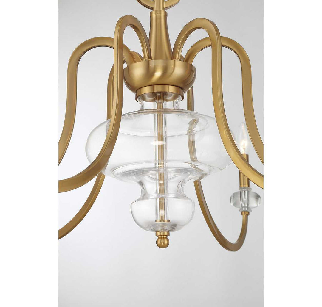Bergdorf Six Light Chandelier in Warm Brass Savoy House