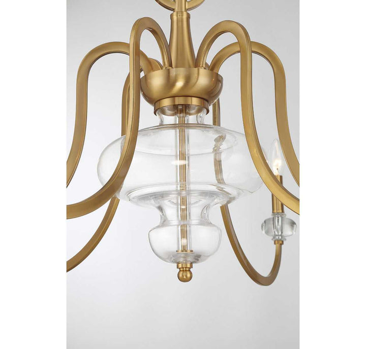 Bergdorf Six Light Chandelier in Warm Brass Savoy House