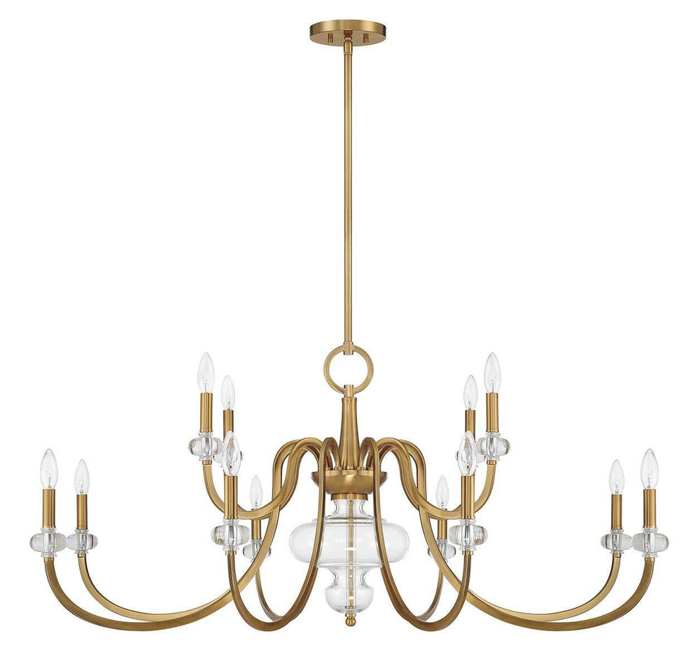 Bergdorf 12 Light Chandelier in Warm Brass Savoy House