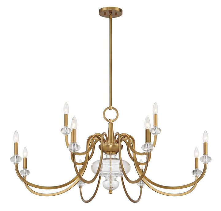 Bergdorf 12 Light Chandelier in Warm Brass Savoy House