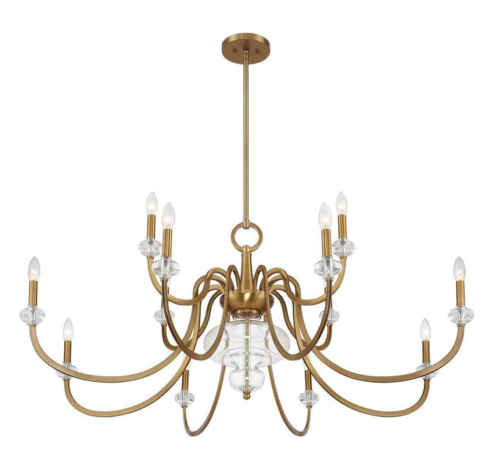 Bergdorf 12 Light Chandelier in Warm Brass Savoy House