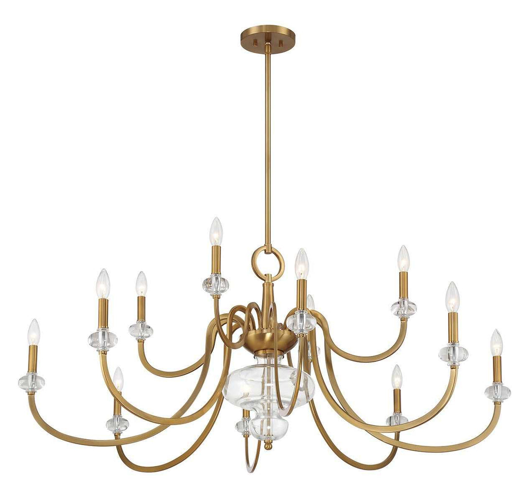 Bergdorf 12 Light Chandelier in Warm Brass Savoy House
