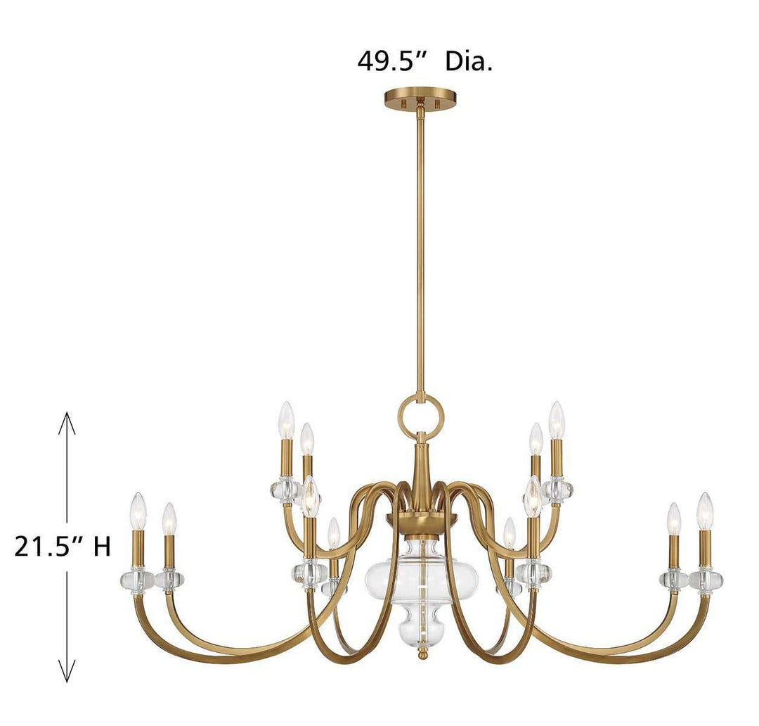 Bergdorf 12 Light Chandelier in Warm Brass Savoy House