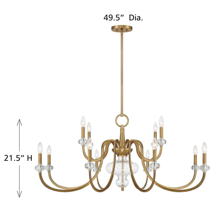 Bergdorf 12 Light Chandelier in Warm Brass Savoy House