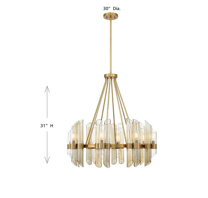 Biltmore Eight Light Chandelier in Warm Brass Savoy House