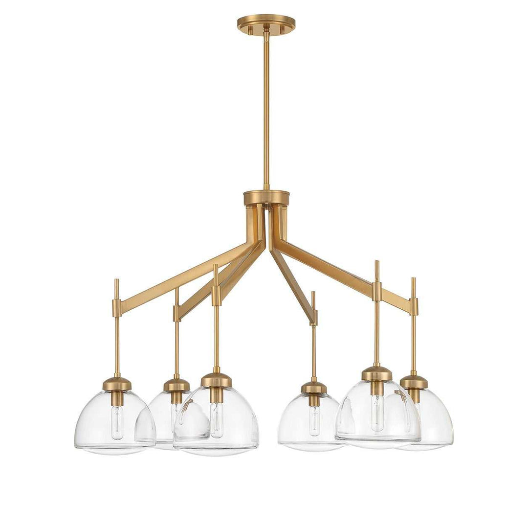 Corbin Six Light Chandelier in Warm Brass Savoy House