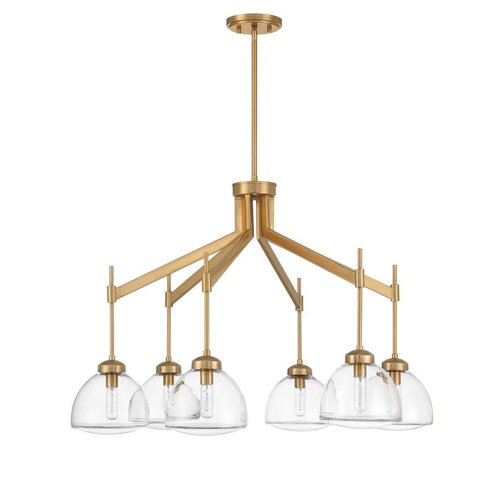 Corbin Six Light Chandelier in Warm Brass Savoy House