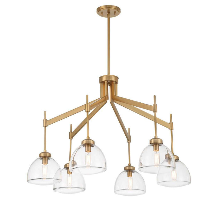 Corbin Six Light Chandelier in Warm Brass Savoy House