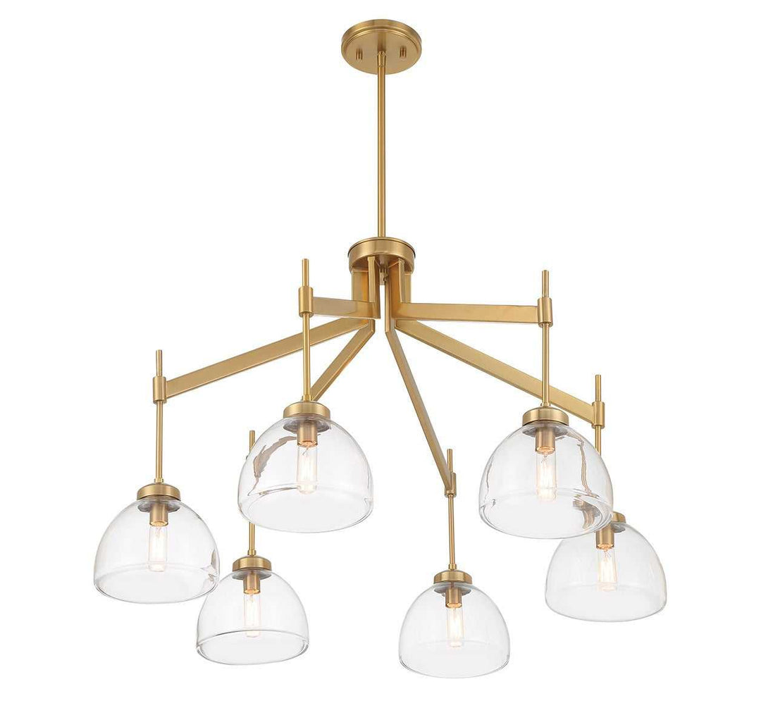 Corbin Six Light Chandelier in Warm Brass Savoy House