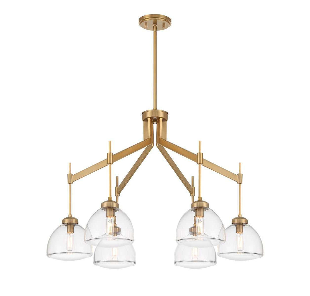 Corbin Six Light Chandelier in Warm Brass Savoy House