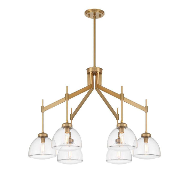 Corbin Six Light Chandelier in Warm Brass Savoy House