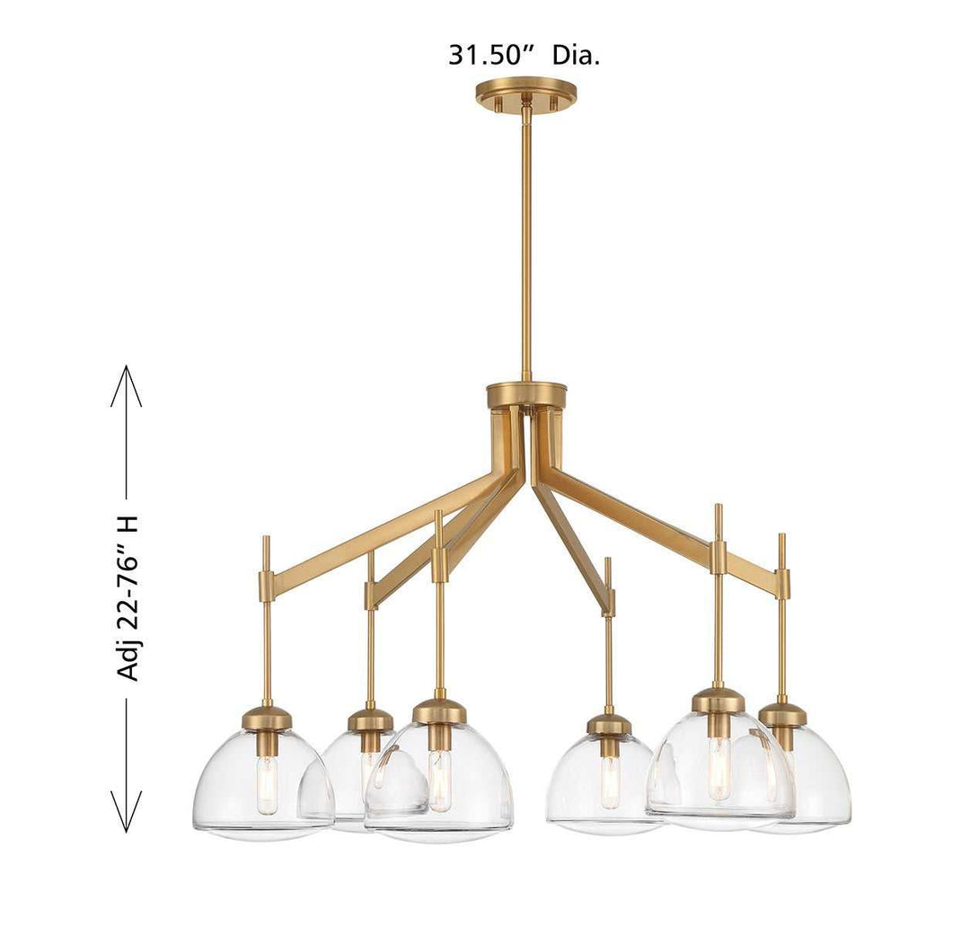 Corbin Six Light Chandelier in Warm Brass Savoy House