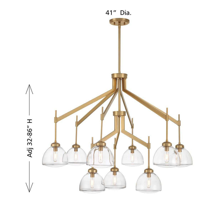 Corbin Nine Light Chandelier in Warm Brass Savoy House