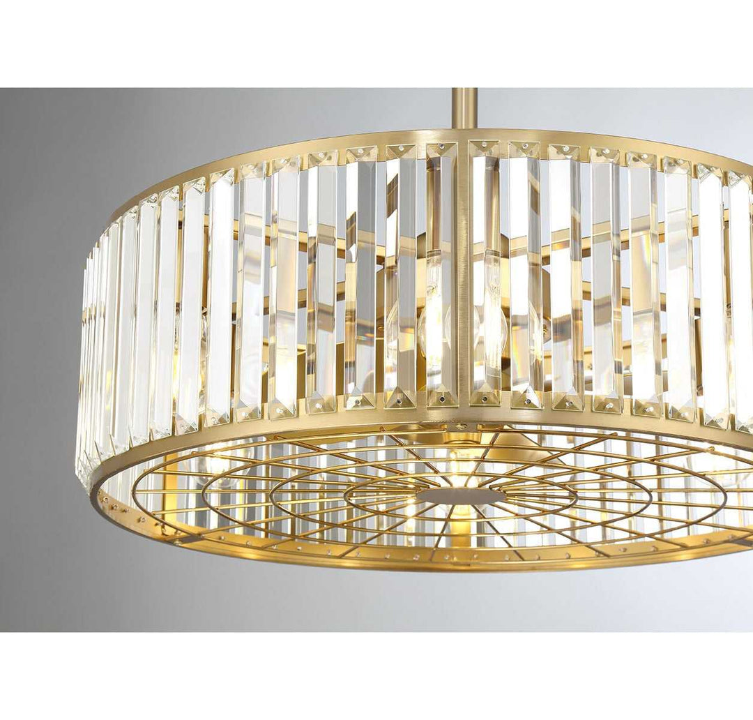 Janus Six Light Fan D'Lier in Warm Brass Savoy House