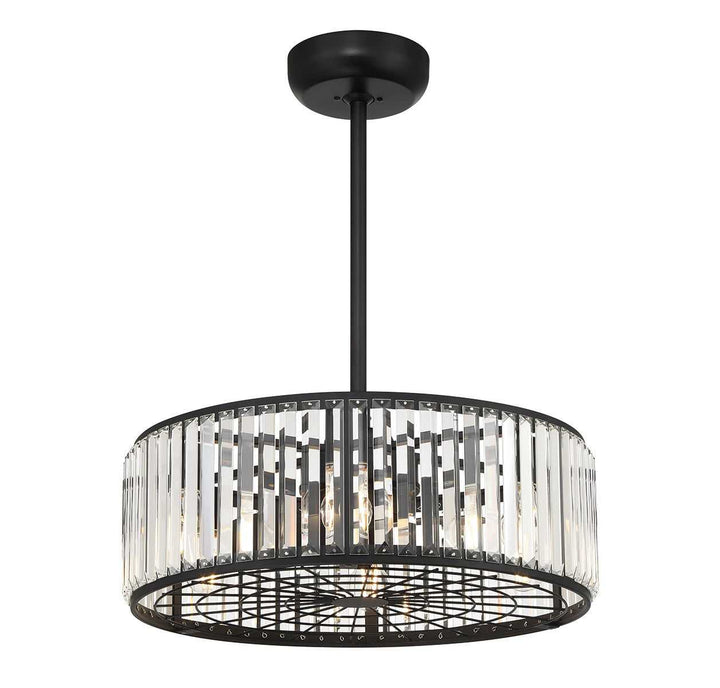 Janus Six Light Fan D'Lier in Matte Black Savoy House