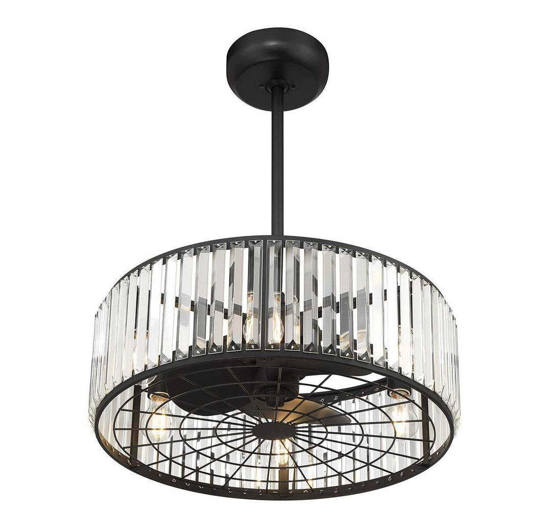 Janus Six Light Fan D'Lier in Matte Black Savoy House