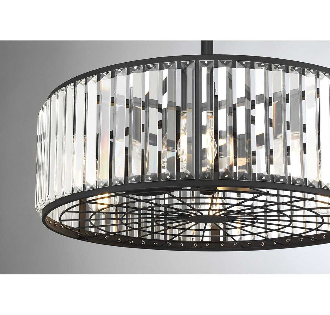 Janus Six Light Fan D'Lier in Matte Black Savoy House