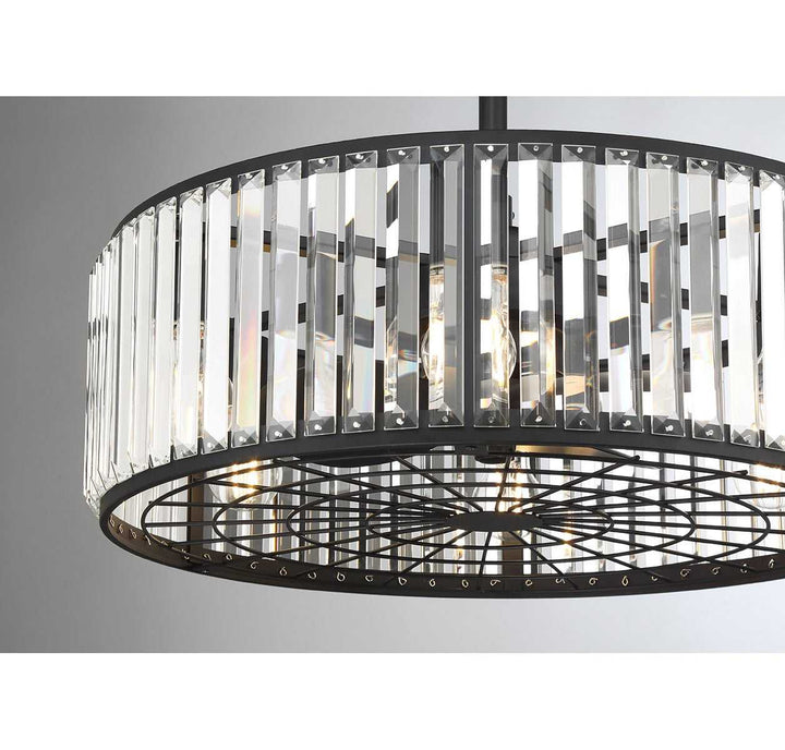 Janus Six Light Fan D'Lier in Matte Black Savoy House