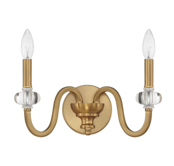 Bergdorf Two Light Wall Sconce in Warm Brass Savoy House