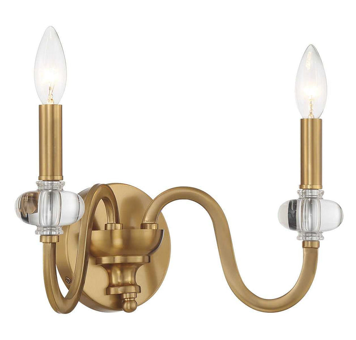 Bergdorf Two Light Wall Sconce in Warm Brass Savoy House