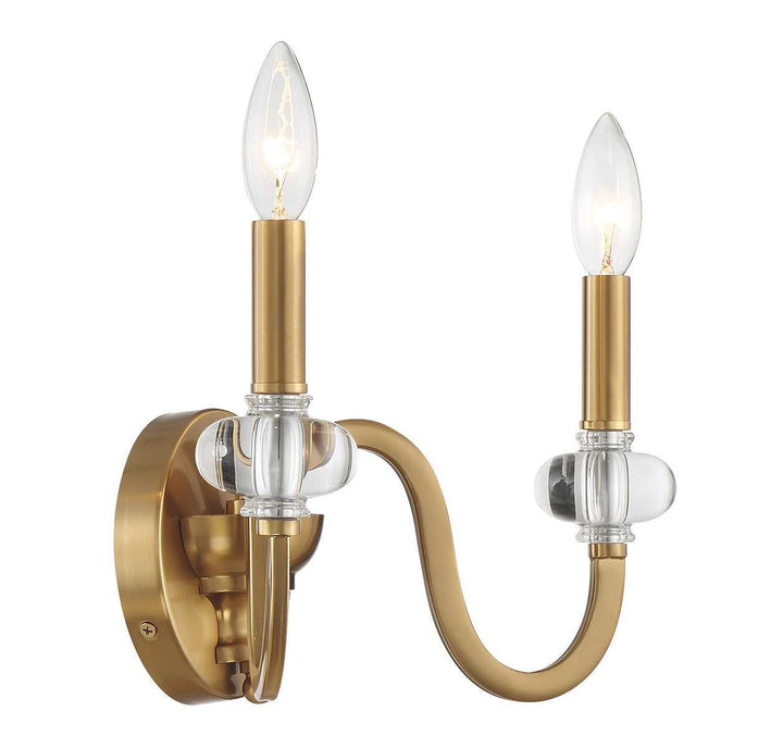 Bergdorf Two Light Wall Sconce in Warm Brass Savoy House