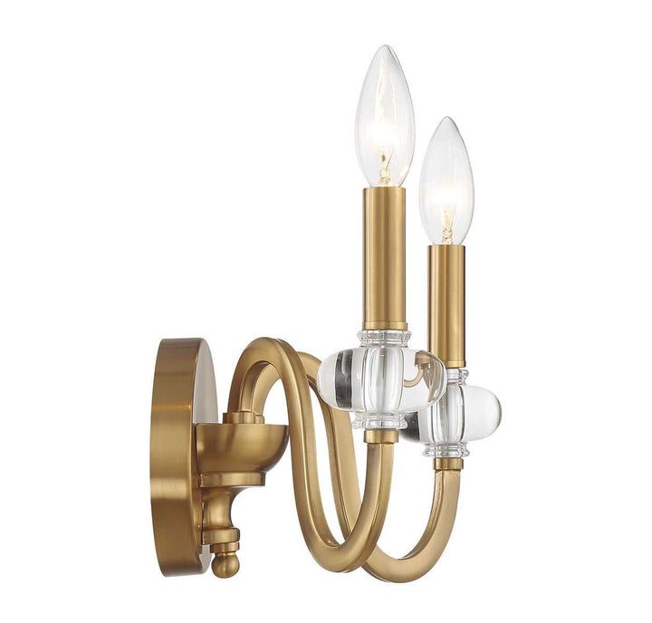 Bergdorf Two Light Wall Sconce in Warm Brass Savoy House