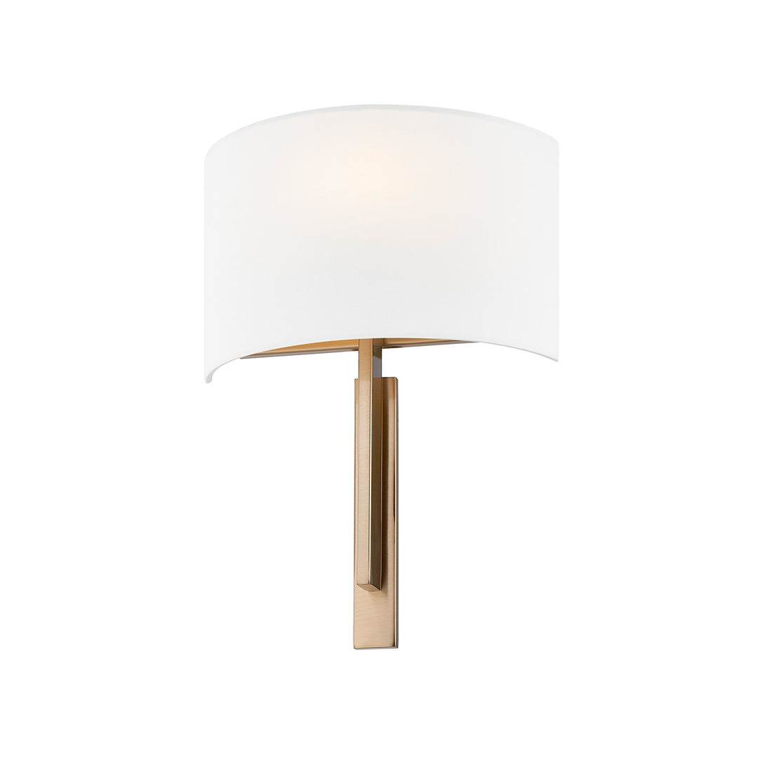 Justice Designs - FAB-4332-WHTE-BRSS - One Light Wall Sconce - Textile - Brushed Brass
