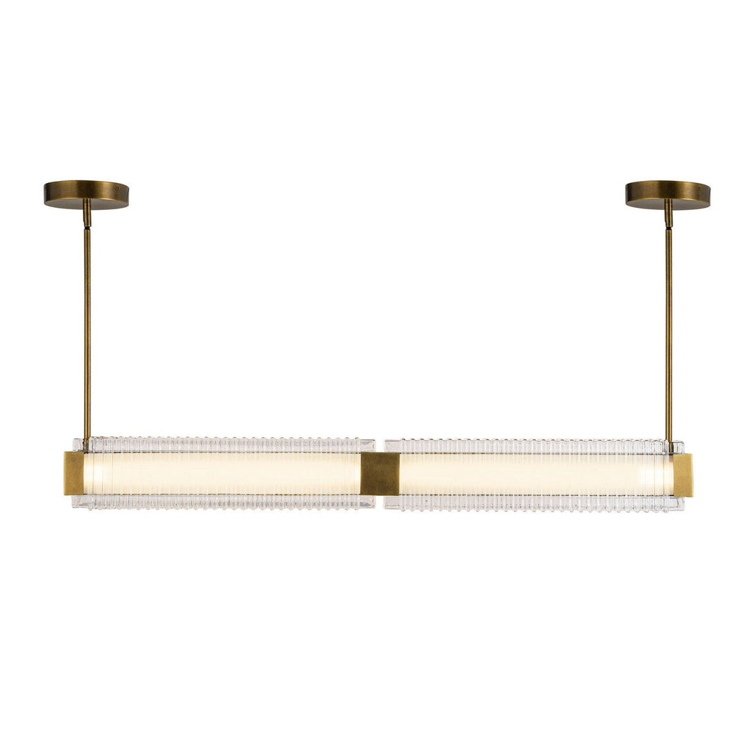 Alora Canada - LP374247VBCR-UNV - LED Linear Pendant - Alai - Vintage Brass/Ribbed Glass