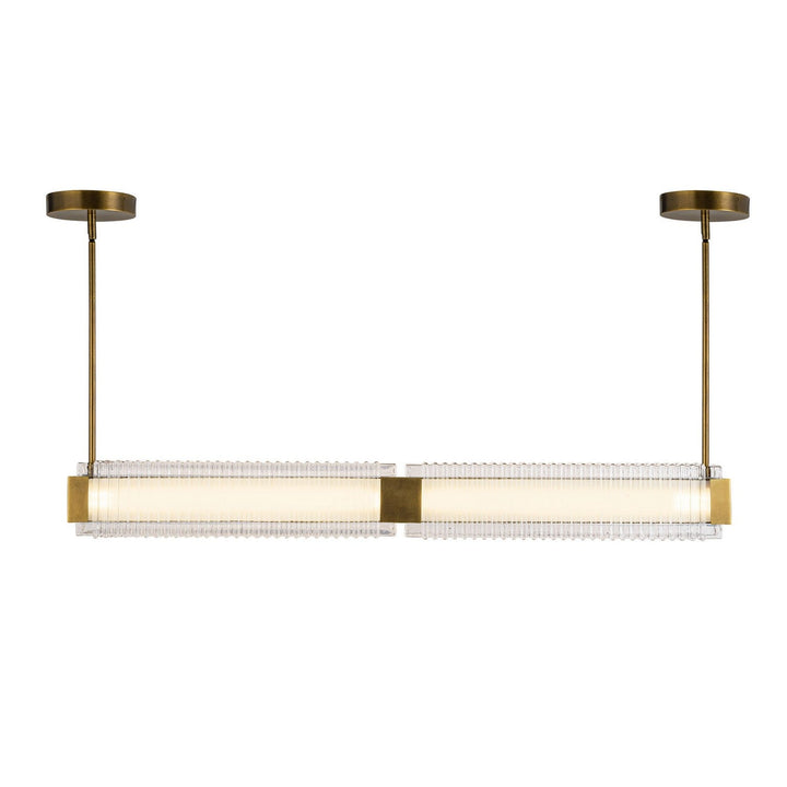 Alora Canada - LP374247VBCR-UNV - LED Linear Pendant - Alai - Vintage Brass/Ribbed Glass