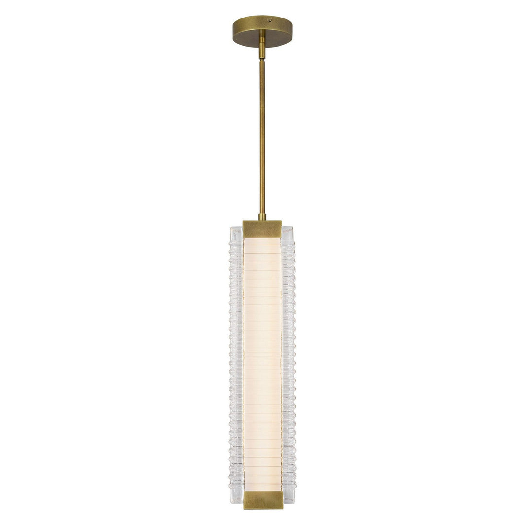 Alora Canada - PD374624VBCR-UNV - LED Pendant - Alai - Vintage Brass/Ribbed Glass