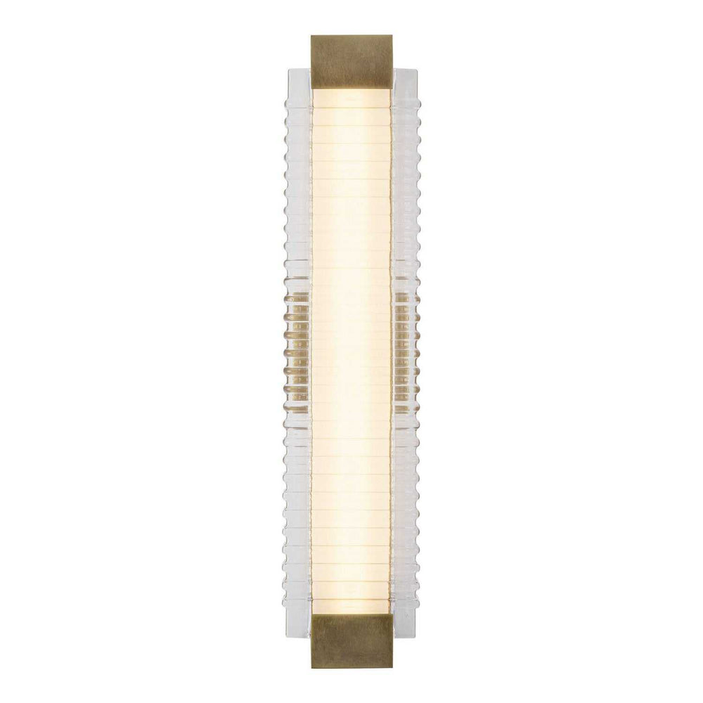 Alai LED Wall Vanity in Vintage Brass/Ribbed Glass Alora Canada