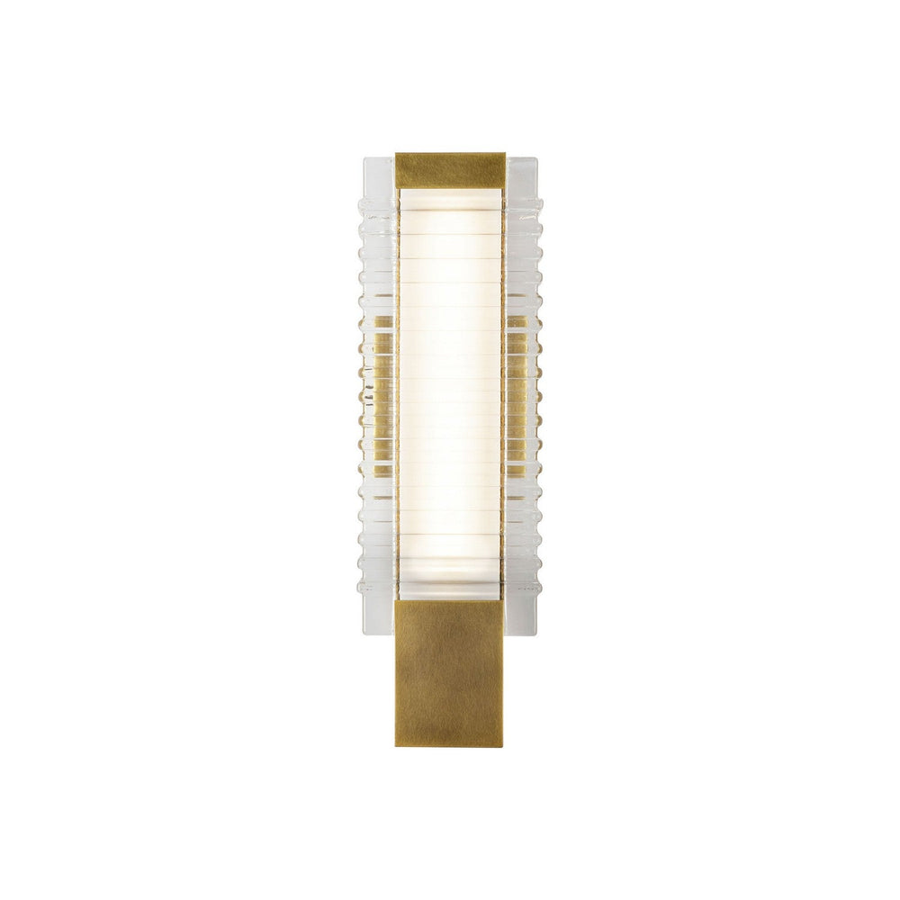 Alai LED Wall Vanity in Vintage Brass/Ribbed Glass Alora Canada