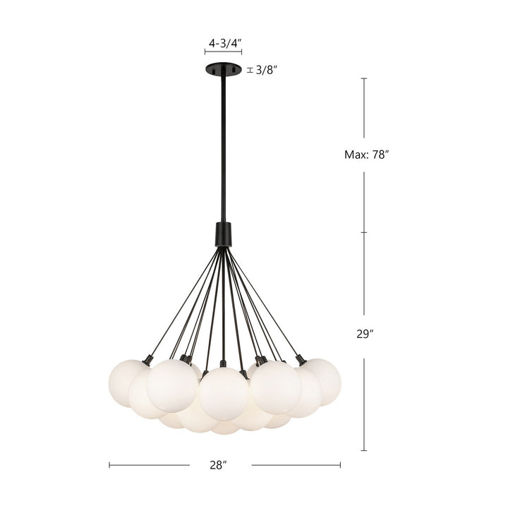 Kuzco Canada - CH3128-BK/OP - LED Chandelier - Bolla - Black/Opal Glass