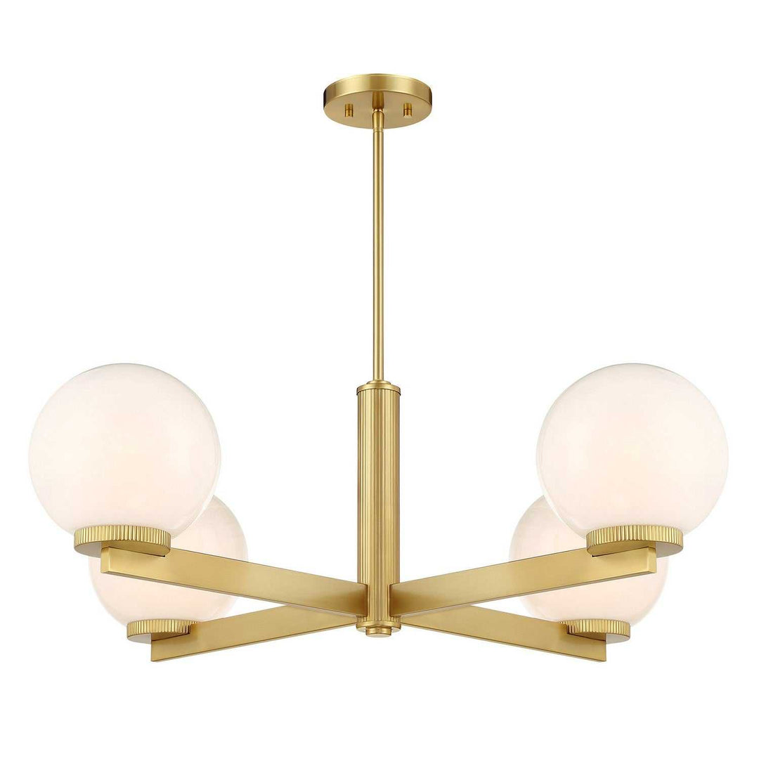Meridian - M100123NB - Four Light Chandelier - Natural Brass