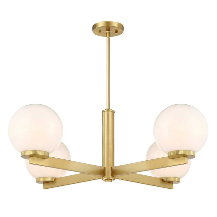Meridian - M100123NB - Four Light Chandelier - Natural Brass