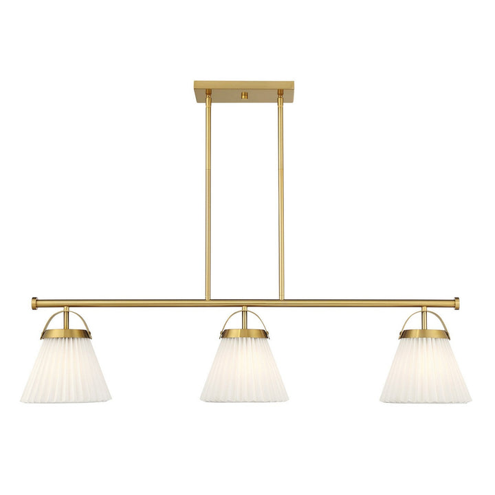 Meridian - M100125NB - Three Light Linear Chandelier - Natural Brass