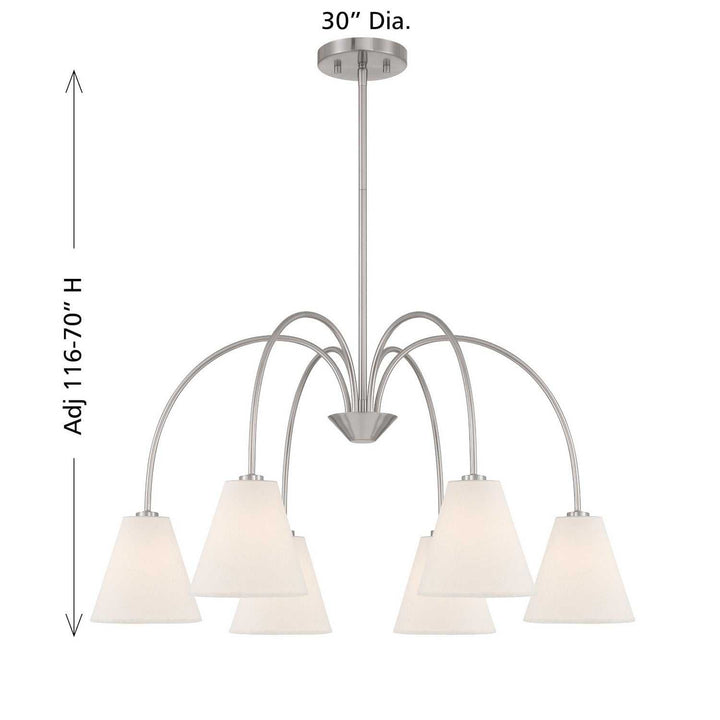 Meridian - M100138BN - Six Light Chandelier - Brushed Nickel