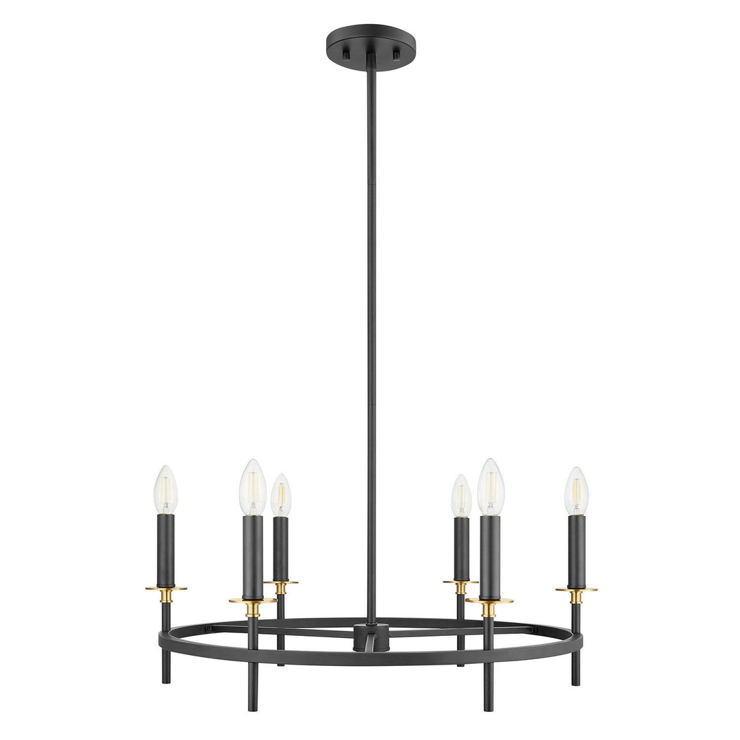 Meridian - M100140MBKNB - Six Light Chandelier - Matte Black and Natural Brass