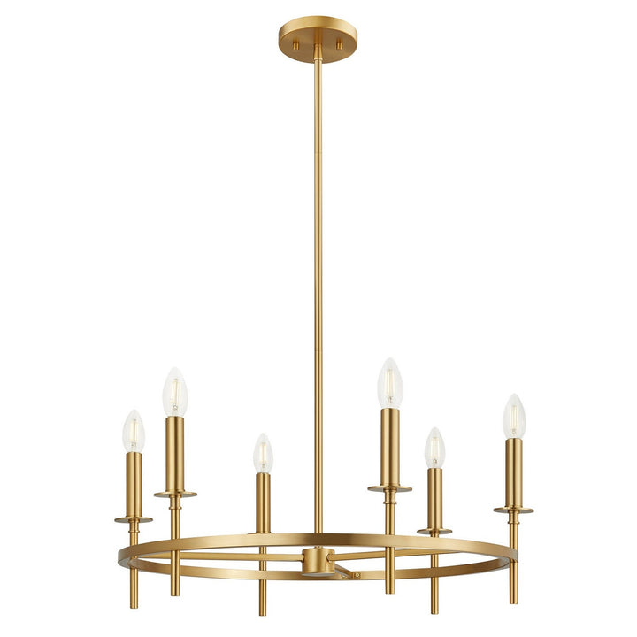 Meridian - M100140NB - Six Light Chandelier - Natural Brass