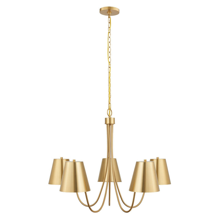 Meridian - M100142NB - Five Light Chandelier - Natural Brass
