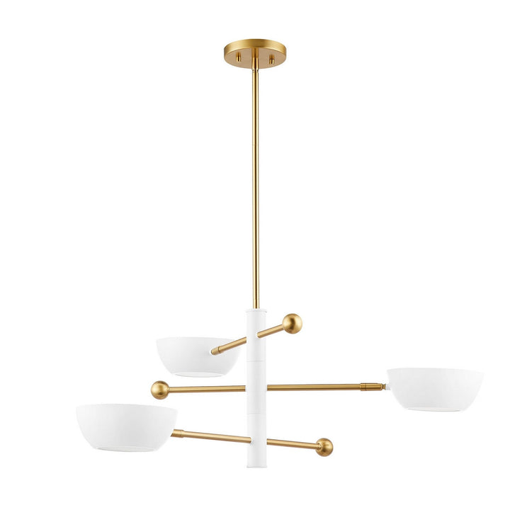 Meridian - M100143WHNB - Three Light Chandelier - White and Natural Brass