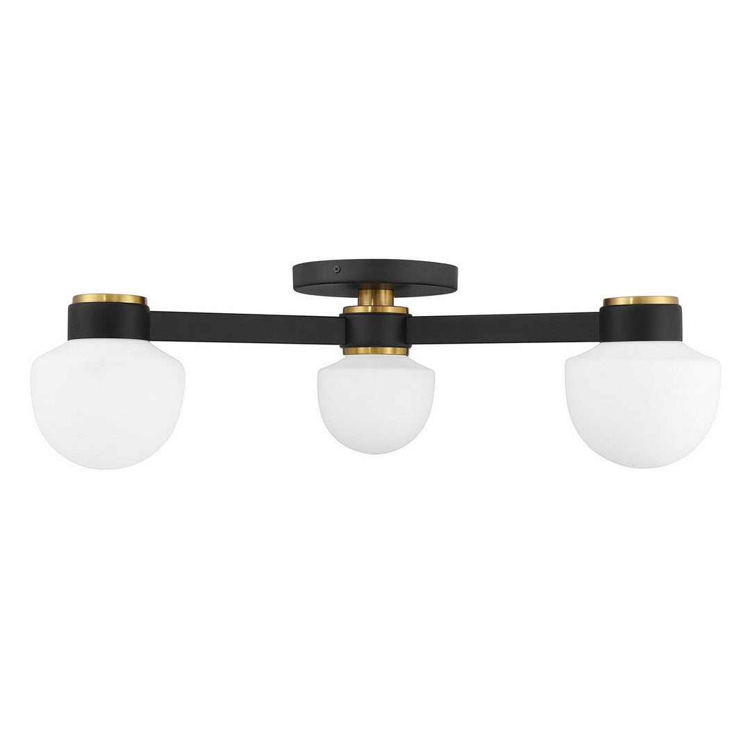 Meridian - M60079MBKNB - Three Light Semi Flush Mount - Matte Black and Natural Brass