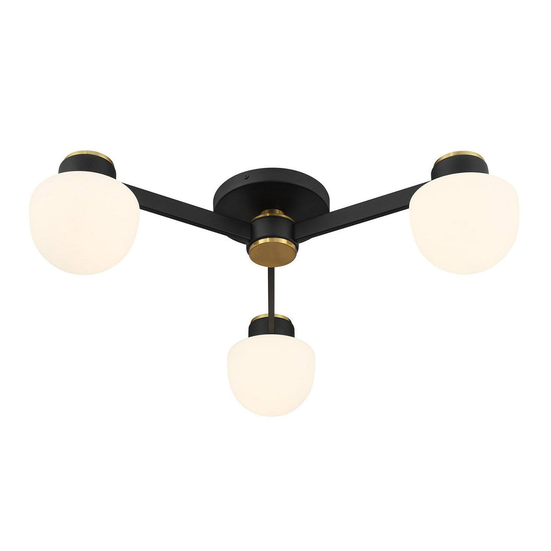 Meridian - M60079MBKNB - Three Light Semi Flush Mount - Matte Black and Natural Brass
