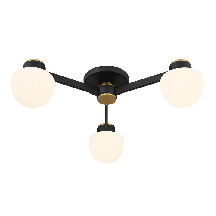 Meridian - M60079MBKNB - Three Light Semi Flush Mount - Matte Black and Natural Brass