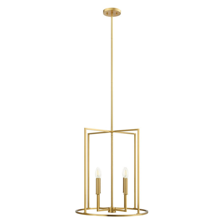 Meridian - M7044NB - Four Light Pendant - Natural Brass