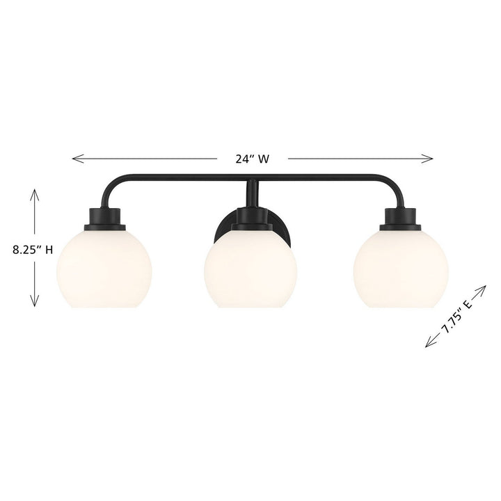 Meridian - M80081MBK - Three Light Bathroom Vanity - Matte Black