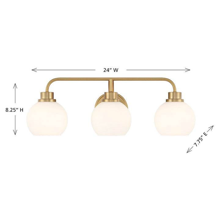 Meridian - M80081NB - Three Light Bathroom Vanity - Natural Brass