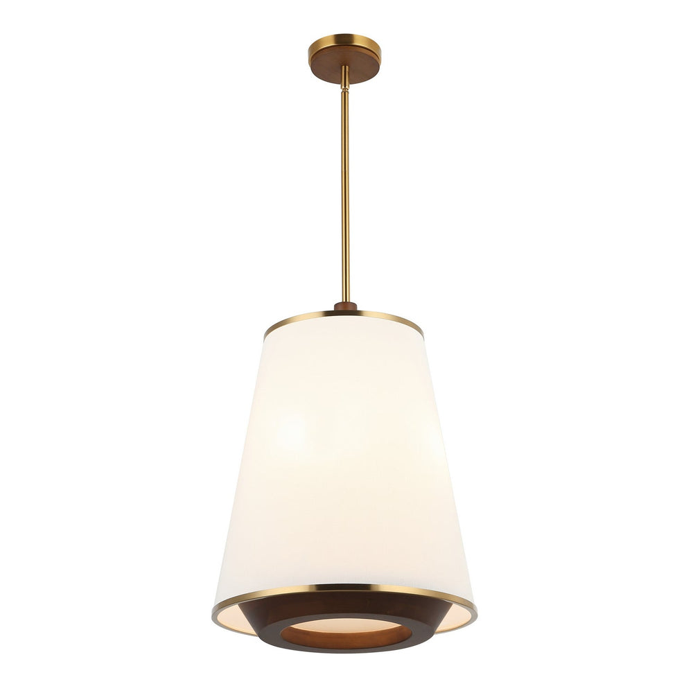 Desert Flyer Three Light Foyer Pendant in Satin Brass/Medium Walnut Varaluz